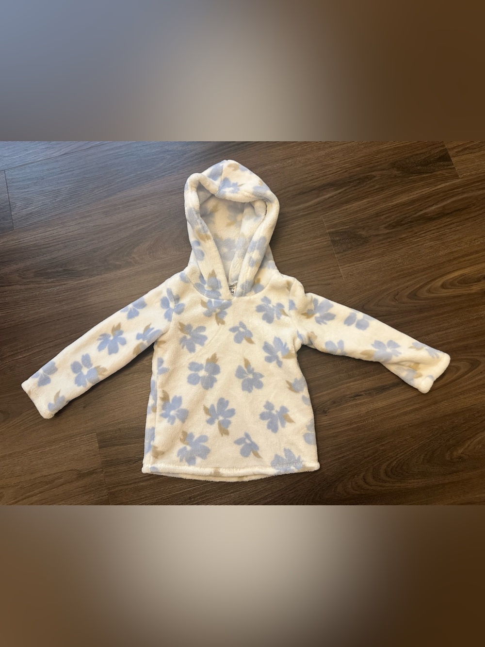 Carters 3T Cozy Floral Hooded Pullover - Cream & Light Blue
